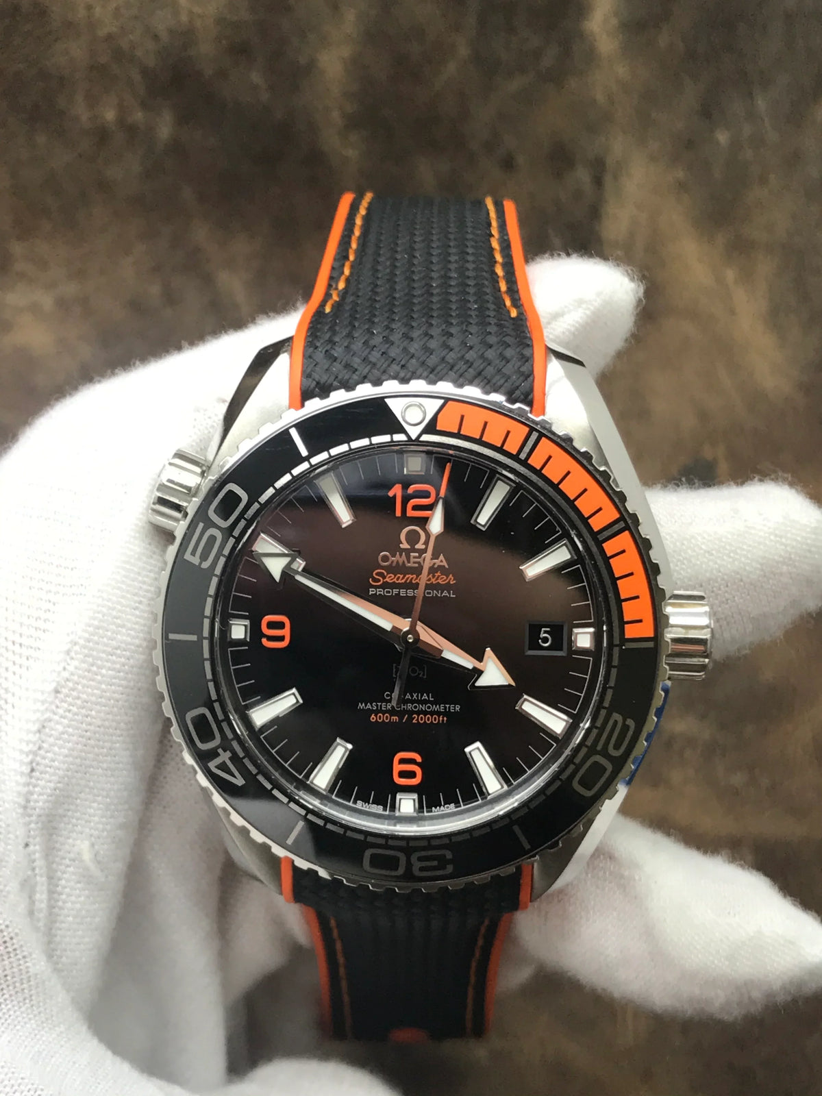 Seamaster Planet Ocean 41 mm Esfera Negra Bisel Naranja Correa de Caucho (5A+)