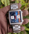 Monaco Cronógrafo 39 mm Esfera Azul Rayas Celeste y Naranja (5A+)